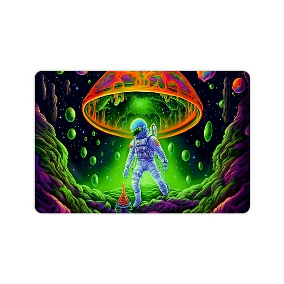 Shiartex Spaceship Alien Psychedelic Doormat for Home Entrance Outside Entry Black Backing Durable Heat-Resistant Non-Slip Indoor Outdoor Mat 24x16in