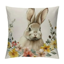 Shiartex Spring Easter Pillow Covers ,Bunny Floral Throw Pillows Case,Rabbit Flowers Design Outdoor Decorative Square Farmhouse Decor Cushion Covers for Home Sofa Bed Couch，Multi-Size