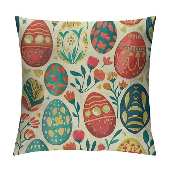 Shiartex Spring Easter Pillow Covers Colorful Eggs Decor Throw Pillows Case for Couch Rabbit Holiday Pillowcase Outdoor Decorative Cushion Cases for Sofa Bed Decorations ,Multi-Size