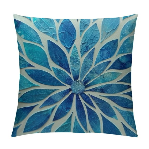 Shiartex Spring Modern Teal Dahlia Floral Pillow Covers Soft Decorative Throw Pillow Cover Cushion Case for Sofa Couch Living Room Indoor Outdoor Home Decor 12x12in