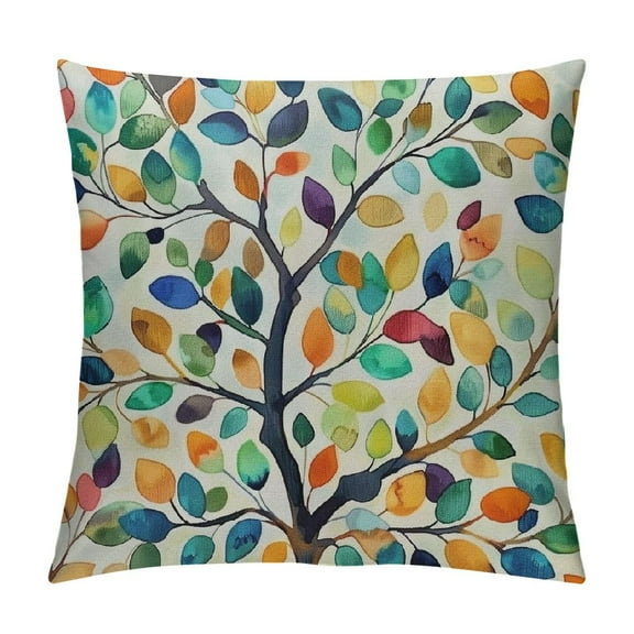 Shiartex Spring Pillow Covers , Colorful Leaves Decorative Throw Pillows,Vintage Plant Flower Floral Summer Seasonal Outdoor Decor Pillowcase Cushion Cover for Couch Sofa，Multi-Size