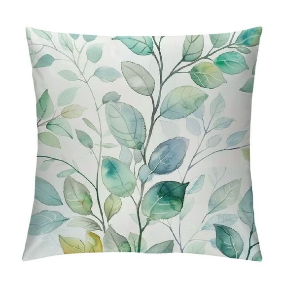 Shiartex Spring Sage Green Leaf Pillow Covers , Eucalyptus Floral Watercolor Pillow Cushion Cases, Gray Seafoam Leaves Print Modern Throw Pillows Cover Decor Gifts for Bed Couch Sofa Living Room