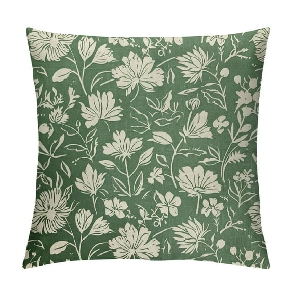 Shiartex Spring Sage Green Pillow Covers 18x18 Vintage Floral Rustic Old Style Cute Flower Print Decorative Outdoor Pillowcases Seasonal Farmhouse Throw Cushion Case Decor for Couch Sofa Bed