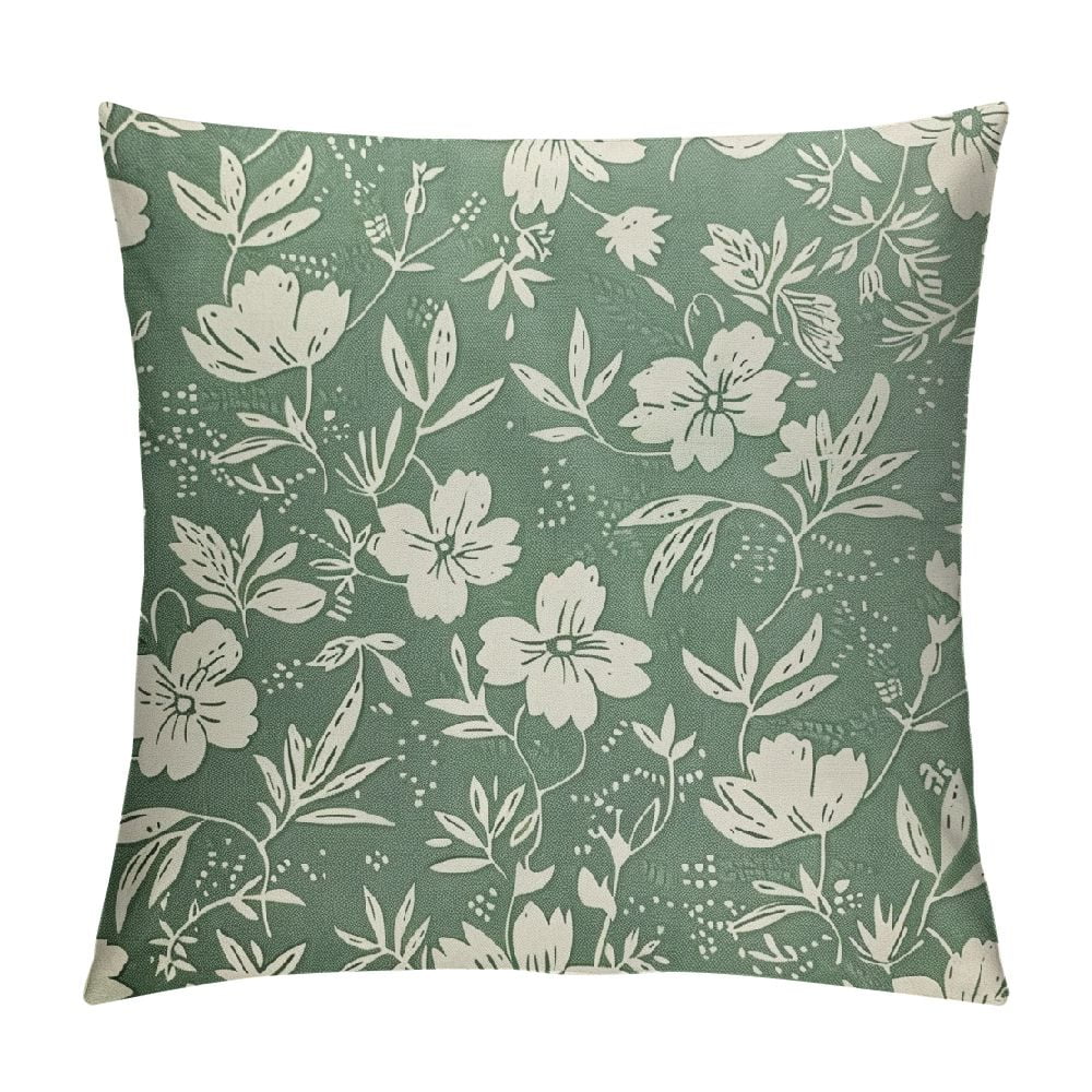 Shiartex Spring Sage Green Pillow Covers Vintage Floral Rustic Old ...