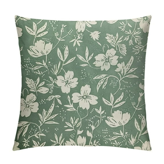 Shiartex Spring Sage Green Pillow Covers  Vintage Floral Rustic Old Style Cute Flower Print Decorative Outdoor Pillowcases Seasonal Farmhouse Throw Cushion Case Decor for Couch Sofa Bed