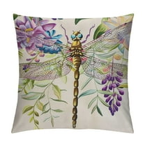 Shiartex Spring Summer Flowers Lumbar Pillow Covers Watercolor Purple Wisteria Dragonfly Floral Decorative Pillow Cases Seasonal Throw Pillows Farmhouse Home Decor For Sofa Couch Outdoor