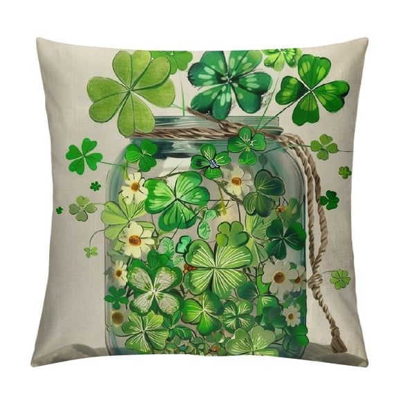 Shiartex  St.Patricks Day Pillow Covers ,Clover Vase Lucky Decorations Holiday Spring Decorative Pillow Case Decor for Sofa Couch (Green)，Multi-Size