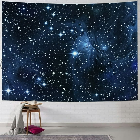 Shiartex Star Tapestry Wall Hanging, Night Sky Dark Blue Cosmic Starry Fantasy Galaxy Universe Texture Artwork Decor Tapestries, Wall Tapestry for Bedroom Living Room Dorm Painting