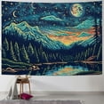 thumbnail image 1 of Shiartex  Starry Night Tapestry, Inspired Lake Mountain Moon Stars Wall Hanging, Colorful Cloud Forest  Tapestries for Bedroom, Living Room  Painting, 1 of 6