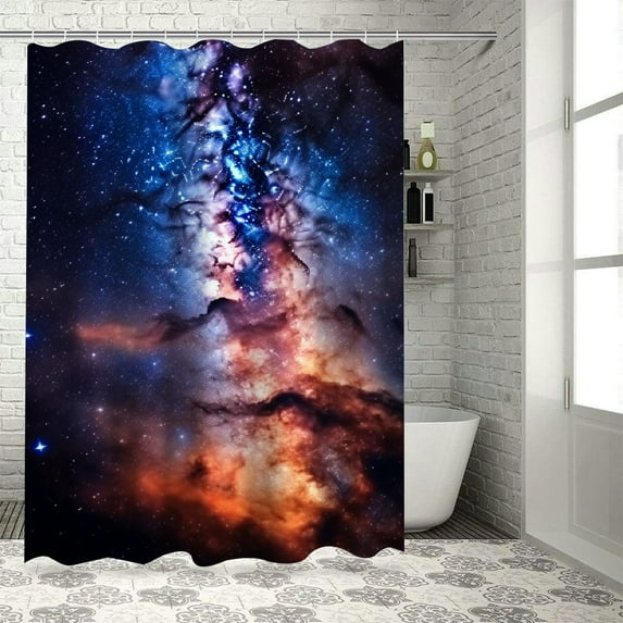 Shiartex Stars Galaxy Space Pretty Shower Curtain Bathroom Decor Polyester Fiber with Hooks 36x72