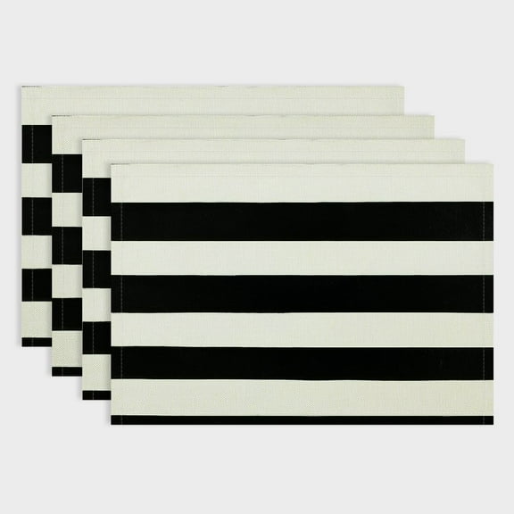 Shiartex Stripes Party Table Placemat Set - Linen Table Mat for Birthday, Christmas, Home Decor - Set of 4 18x12in