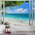 thumbnail image 1 of Shiartex Summer Beach Tapestry, Blue Ocean Sea Tropical Island Palm Tree Seaside Window Scenic View Balcony Nature Scenery Tapestry Wall Hanging for Bedroom  40x30inch, 1 of 6
