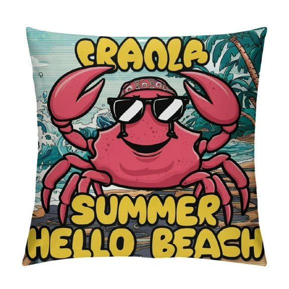 Shiartex Summer Hello Beach Decorative Throw Pillow Covers , Spring Blue Heron Bird Crab Coastal Outdoor Pillowcase, Stay Salty Starfish Shell Nautical Cushion Case Home Decor White
