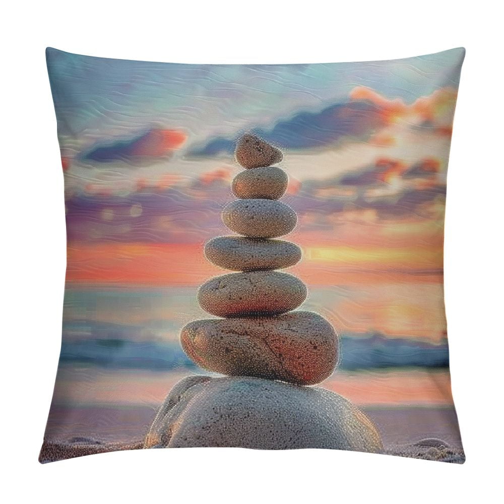 Shiartex Summer Theme Pillow Covers ,Zen Stones Cushion Covers for Car