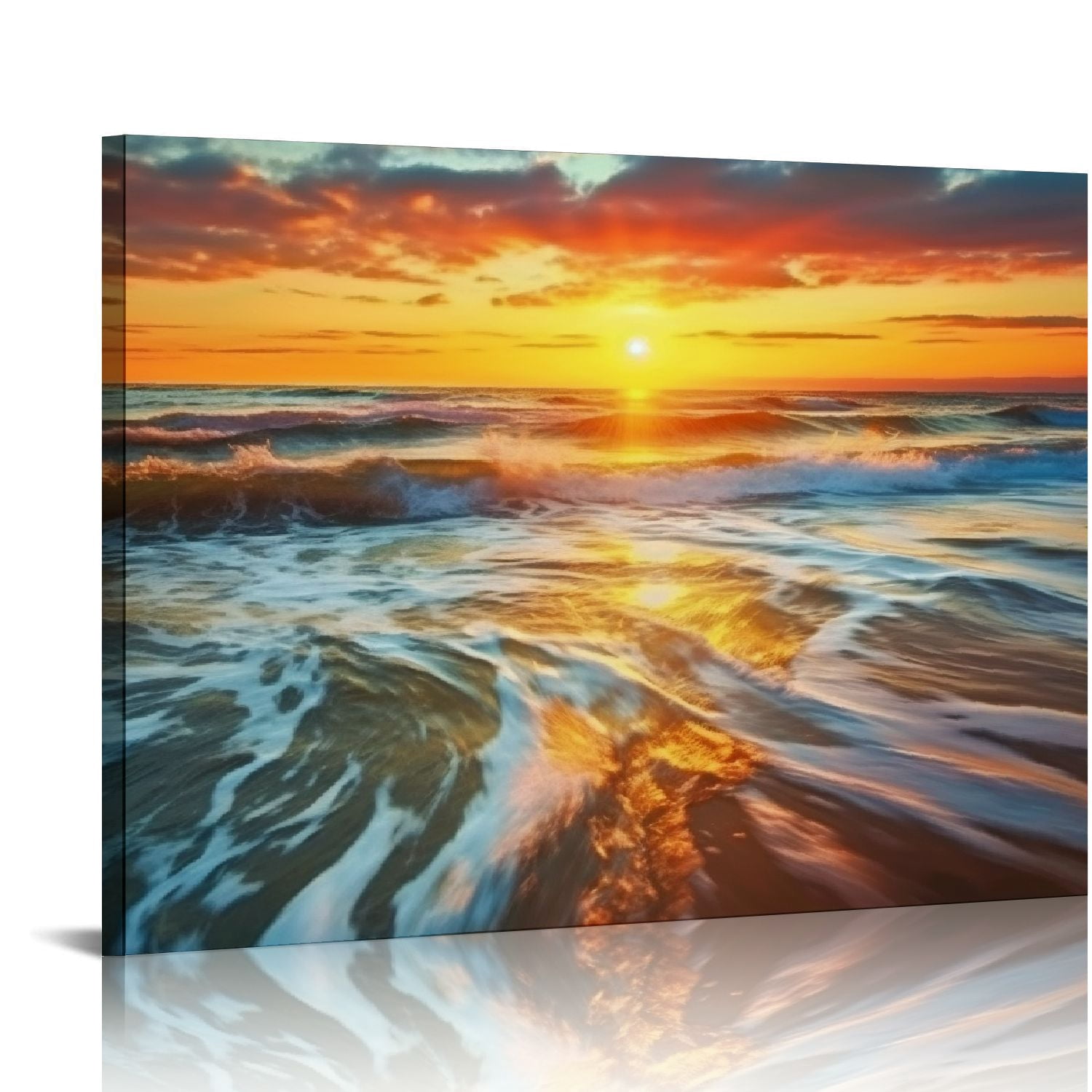 Shiartex Sun Wall Art for Living Room,Beach Wave Canvas Wall Decor for ...