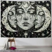 Shiartex Sun and Moon Tapestry, Tapestries Mystic Burning Sun with Star Wall Hanging decor for Bedroom 40x30inch