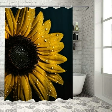 Shiartex Sunflower Printed Shower Curtain 100% Polyester Fiber Chic Modern Bathroom Decor with Hooks, Home Bathtubs Bathroom Curtain Decoration 36x72