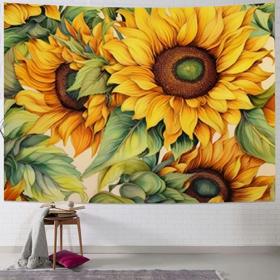Shiartex  Sunflower Tapestry for Bedroom, Floral Yellow Flower Wall Decor Living Room Tapestry Hanging, Artwork Painting Tapestry Aesthetic Backdrop for Office Dorm  40x60inch