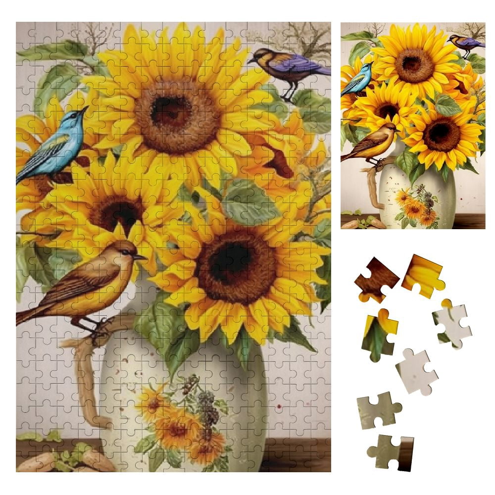 Shiartex Sunflowers Wooden Jigsaw Puzzles for Adults - Challenging and ...