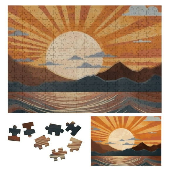 Shiartex Sunset Boat Water Wooden Jigsaw Puzzle, Challenging Hard Puzzle for Adults, Gift for Family Friends 300 PCS