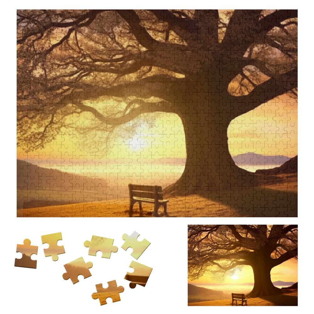 Shiartex Sunset Mountain Range Magical Realism Wooden Jigsaw Puzzle ...