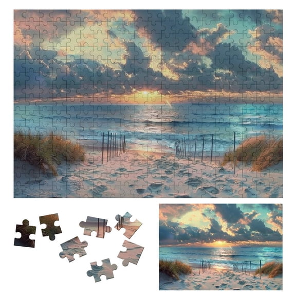 Shiartex Sunset Ocean Beach Wooden Jigsaw Puzzle for Adults - Challenging Difficult Wood Puzzle Gift for Family Friends - Relaxing and Engaging Experience 300 PCS