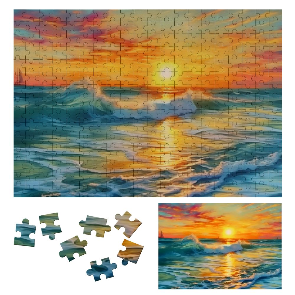PICKFORU 1000-Piece Beach Sunset Puzzle - Challenging Adult Puzzle