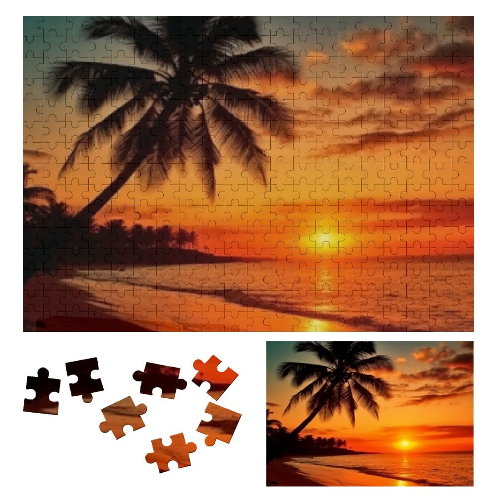Shiartex Sunset Palm Tree Wooden Jigsaw Puzzle, Challenging Adult ...