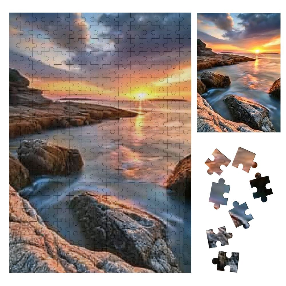 Shiartex Sunset Rocky Beach Bascove Wooden Jigsaw Puzzle for Family and ...