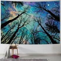 Shiartex Tapestry Forest Starry Scenery Tapestry Wall Hanging, Night Sky Background Wall Hanging Cloth Hanging Decor for Living Room Bedroom,Light Tapestries 40x30inch