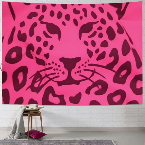 Shiartex Tapestry Hot Pink Cheetah Aesthetic Tapestries Wall Hanging Art Wall Backdrop Room Decor for Bedroom Living Room Office Dorm 40x30inch
