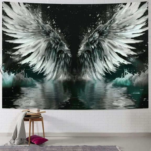 Shiartex  Tapestry Wall Hanging, Aesthetic Trippy Boho Psychedelic Funny Hippie Wall Tapestry Angel Wings Art Decor for Bedroom Living Room College Dorm 40x30inch