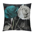 thumbnail image 1 of Shiartex  Teal Gray Rose Print Throw Pillow Covers Decorative Pillow Cover Square Cushion Cases Soft Cushion Cover Throw Sofa Pillow Case for Home Decor Living Room Bed Couch Car, 1 of 5