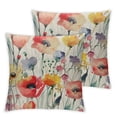 thumbnail image 1 of Shiartex Throw Pillow Cover Colorful Wildflowers Watercolor Floral Red Poppy Peony Daisy Nature Bright Rectangular Throw Pillow Covers for Couch Sofa Home Decor 2pcs White, 1 of 7