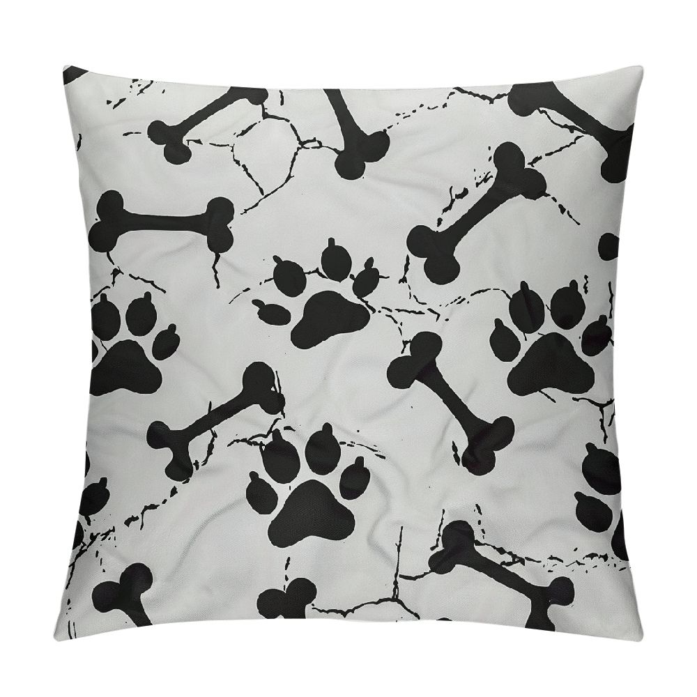 Shiartex Throw Pillow Cover Dogs Paws and Bones Paw Print Pet Cute