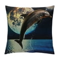 thumbnail image 1 of Shiartex Throw Pillow Cover Dolphin Jumping Full Moon Above Sea Glowing Clouds Home Decor Pillowcase Cushion Cover for Sofa Couch Bed and Car White, 1 of 5