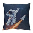 thumbnail image 1 of Shiartex Throw Pillow Covers Astronaut Colorful Planets Rocket Square Pillowcases for Home Decor Sofa Car Bedroom Starry Sky Background Cartoon Painting Pillow Cases, 1 of 5