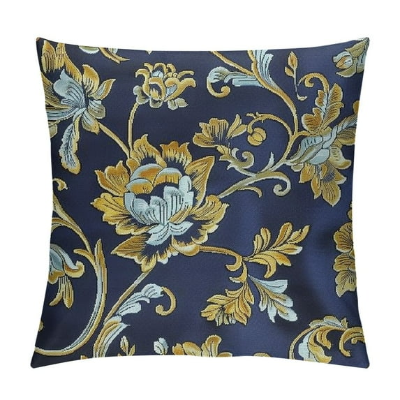 Shiartex  Throw Pillow Covers Cases for Couch Sofa Home Decor Vintage Floral Leaves Multi-Size Navy Blue