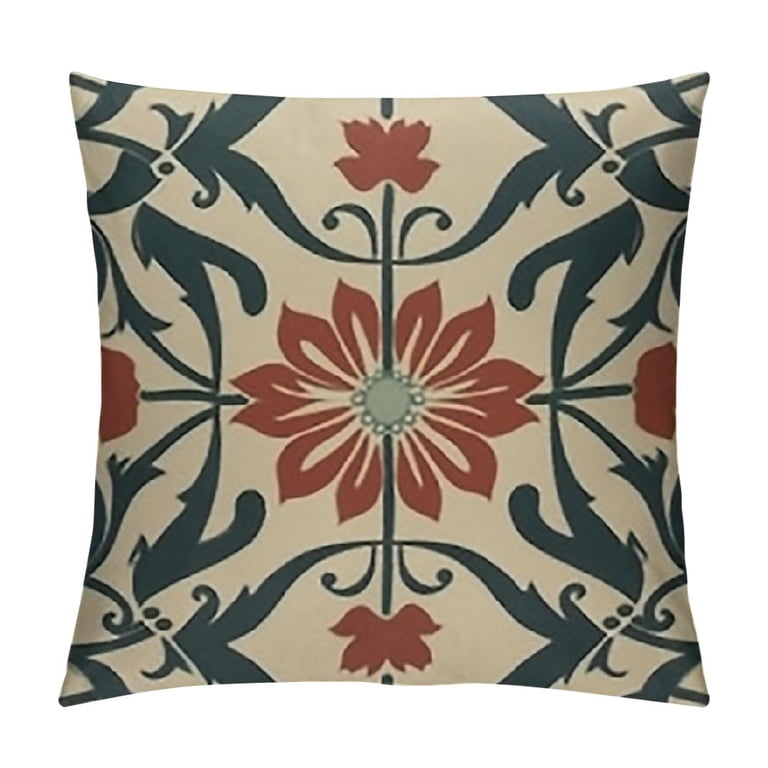 Shiartex Throw Pillow Covers Eggplant Geometric Flower Cushion