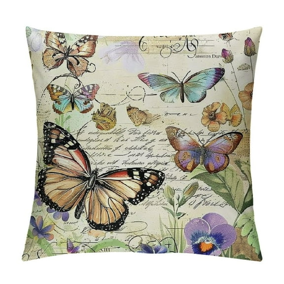 Shiartex Throw Pillow Covers Summer Spring Pillow Covers Garden Flowers Bird Farmhouse Décor Outside Furniture Decorative Cushion Cases for Couch Sofa Bed Outdoor Patio，Multi-Size