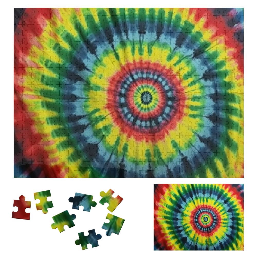 Shiartex Tie-Dyed Spiral Design Wooden Jigsaw Puzzle for Adults and ...