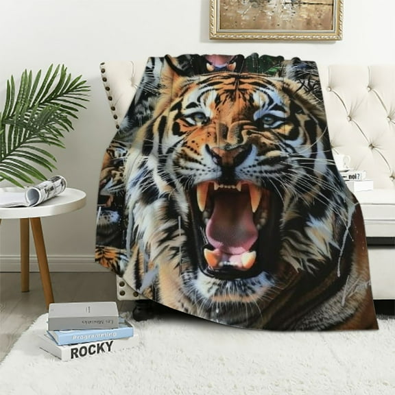 Shiartex Tiger Blanket Gifts for Adults Kids Animal Soft Warm Lightweight Cozy Animal Tiger Themed Throw Blankets for Couch Bedroom Sofa Living Room Decor 40x50in