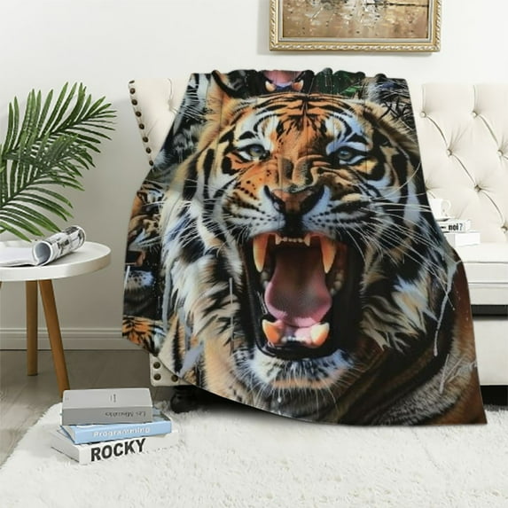 Shiartex Tiger Blanket Gifts for Adults Kids Animal Soft Warm Lightweight Cozy Animal Tiger Themed Throw Blankets for Couch Bedroom Sofa Living Room Decor 40x50in