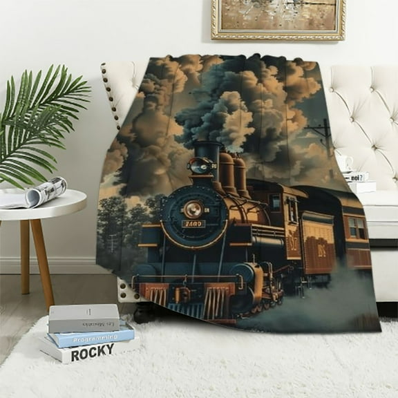 Shiartex  Train Blanket Gifts for Kids Boys Soft Warm Lightweight Cozy Funny Train Car Throw Blankets for Bed Sofa Living Room Couch Home Decor 50x60in