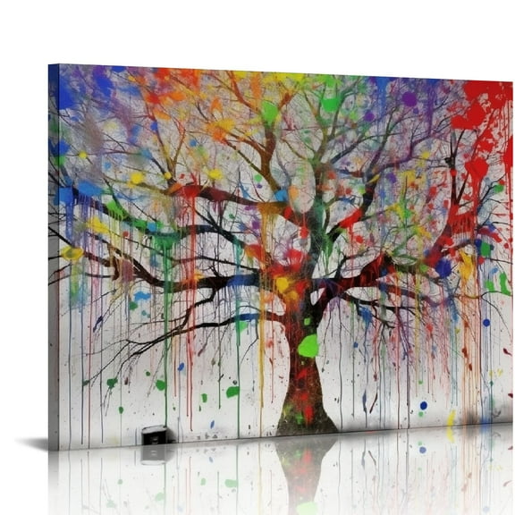 Shiartex  Tree Canvas Wall Art for Living Room, Graffiti Landscape Wall Decor for Bedroom, Print Painting, Abstract Picture Decoration 20x16 in/16x12 in