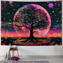 Shiartex  Tree of Life Tapestry Hippy Sun and Moon Tapestry Flower Vines Tapestry Hippie Tapestry for Wall Hanging Bedroom Home Decor 40x30inch