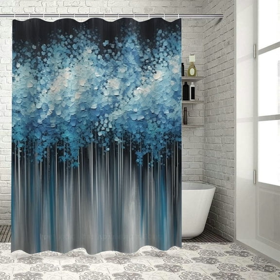 Shiartex Trees Blue Leaves Forest Modern Waterproof Shower Curtain with Hooks, Chic Bathroom Decor for Country Cottage & Farmhouse, 100% Polyester Fiber, Various Sizes 36x72