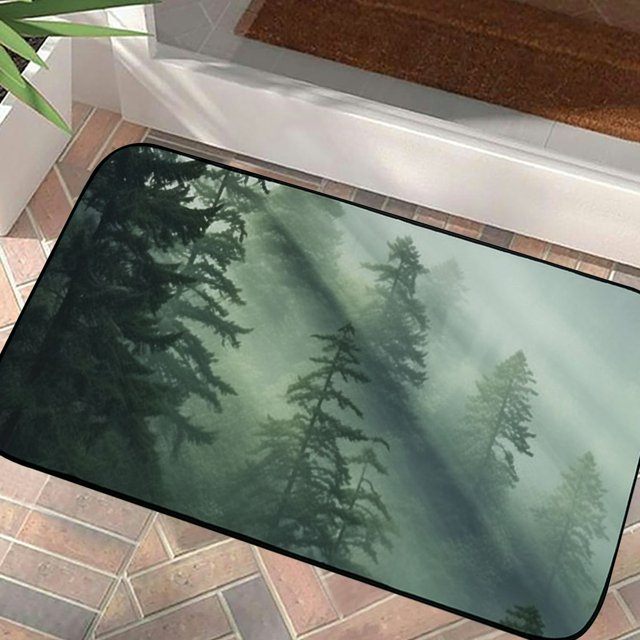 Shiartex Trees Fog Mist Kitchen Door Mat for Home Entrance Recycled