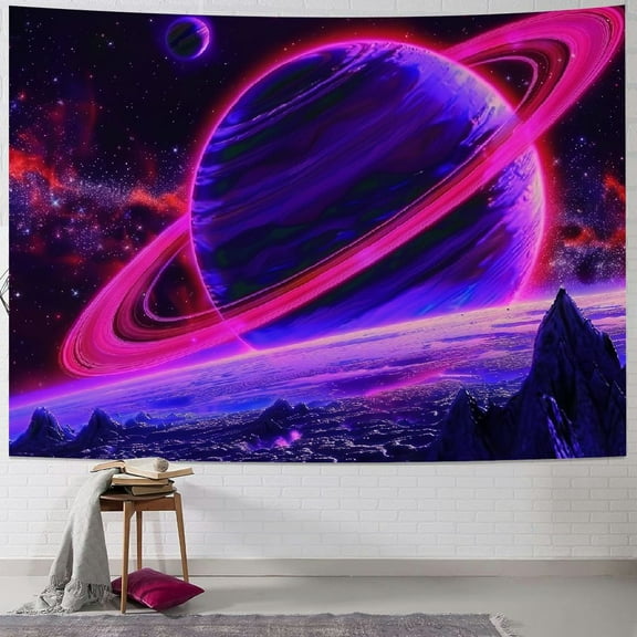 Shiartex Trippy Planet Tapestry Mountain Wall Tapestry Galaxy Space Tapestry Starry Night Sky Tapestry Wall Hanging for Home Decor 40x30inch