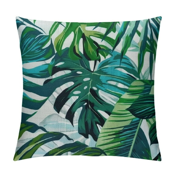 Shiartex Tropical Palm Leaf Throw Pillow Covers Green Banana Leaves PrintPillow Case Hawaiian Plant Outdoor Decorative Pillowcase for Patio Deck Couch Bed Sofa Home White